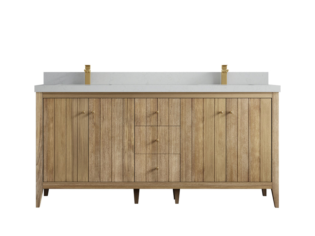 Atlanta Teak Wood 72 in. W x 22 in. D Double Sink Bathroom Vanity
