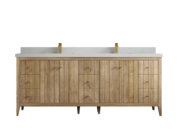 Atlanta Teak Wood 84 in. W x 22 in. D Double Sink Bathroom Vanity - photo 13
