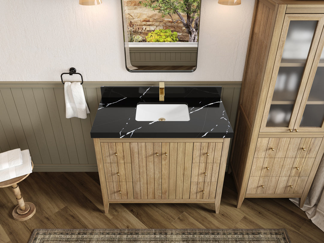 Atlanta Teak Wood 42 in. W x 22 in. D Single Sink Bathroom Vanity