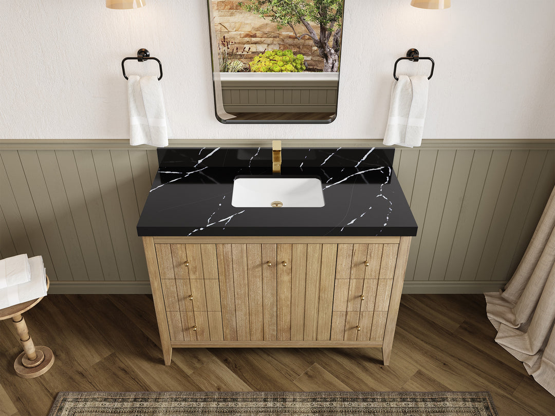 Atlanta Teak Wood 48 in. W x 22 in. D Single Sink Bathroom Vanity