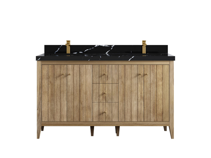 Atlanta Teak Wood 60 in. W x 22 in. D Double Sink Bathroom Vanity - photo 9