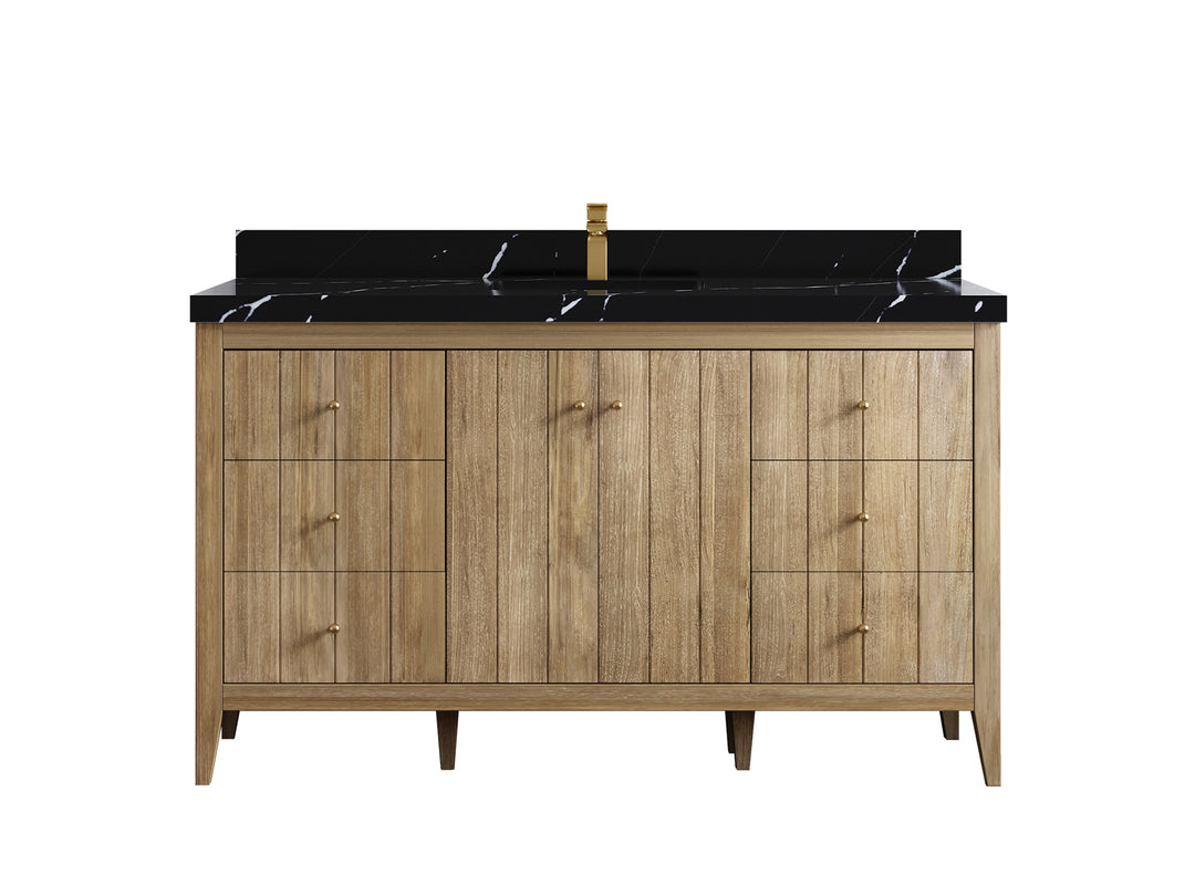 Atlanta Teak Wood 60 in. W x 22 in. D Single Sink Bathroom Vanity