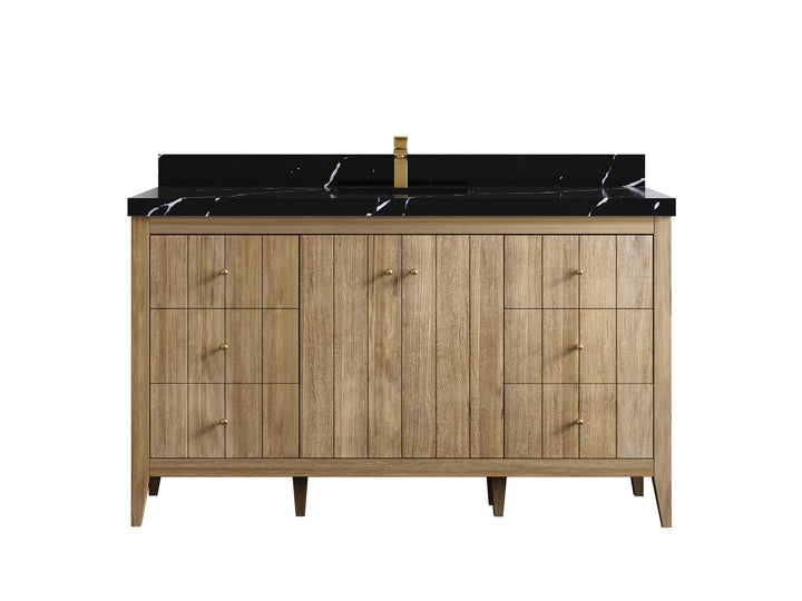 Atlanta Teak Wood 60 in. W x 22 in. D Single Sink Bathroom Vanity - photo 9