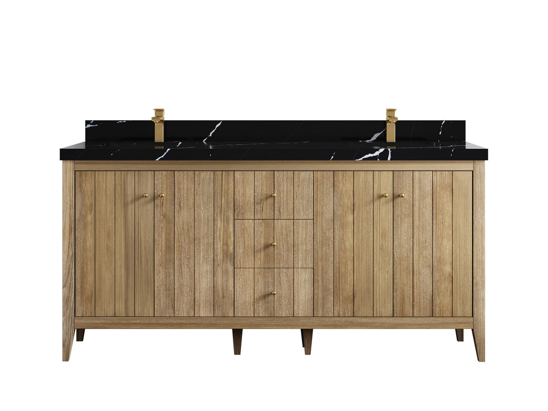 Atlanta Teak Wood 72 in. W x 22 in. D Double Sink Bathroom Vanity