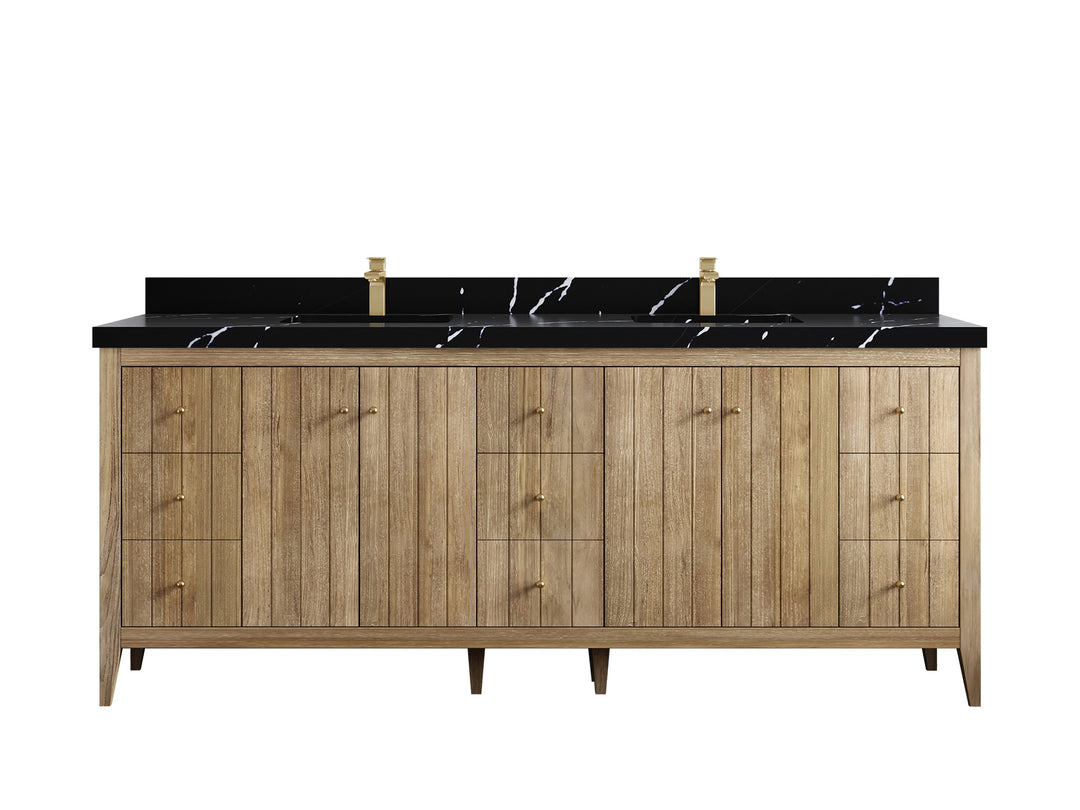 Atlanta Teak Wood 84 in. W x 22 in. D Double Sink Bathroom Vanity