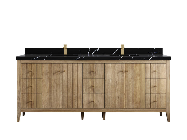 Atlanta Teak Wood 84 in. W x 22 in. D Double Sink Bathroom Vanity - photo 9