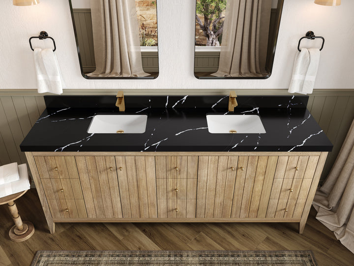 Atlanta Teak Wood 84 in. W x 22 in. D Double Sink Bathroom Vanity - photo 8