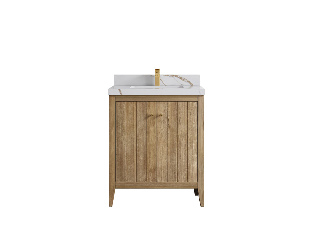 Atlanta Teak Wood 30 in. W x 22 in. D Single Sink Bathroom Vanity