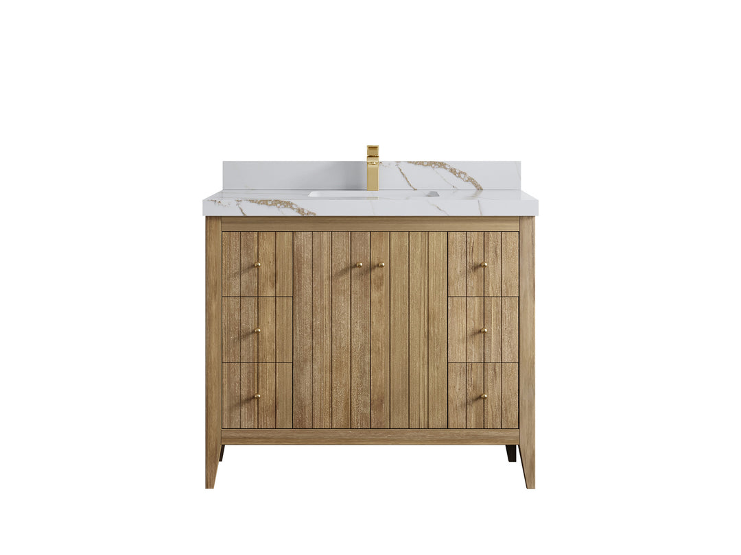 Atlanta Teak Wood 42 in. W x 22 in. D Single Sink Bathroom Vanity