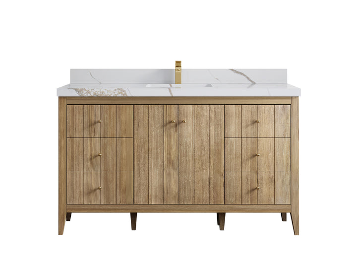 Atlanta Teak Wood 60 in. W x 22 in. D Single Sink Bathroom Vanity - photo 15