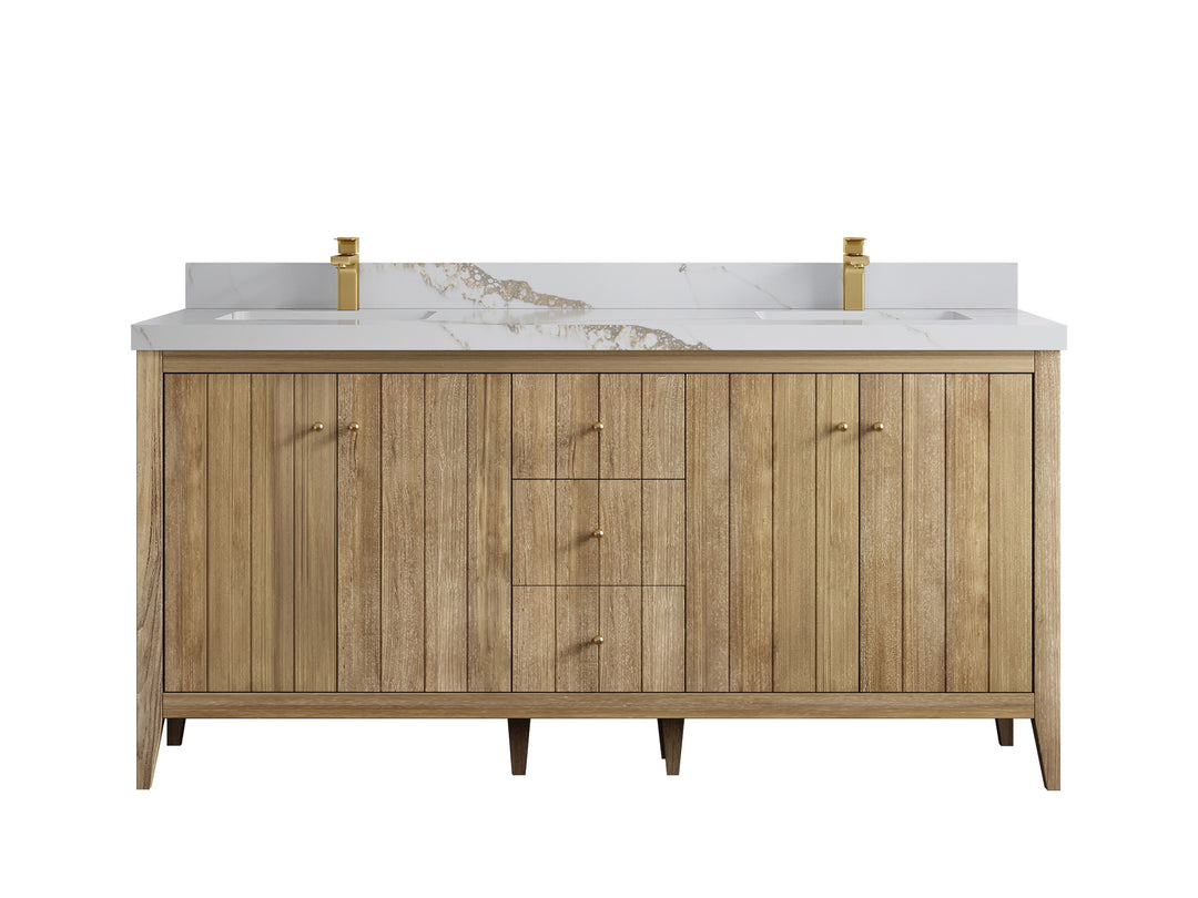 Atlanta Teak Wood 72 in. W x 22 in. D Double Sink Bathroom Vanity