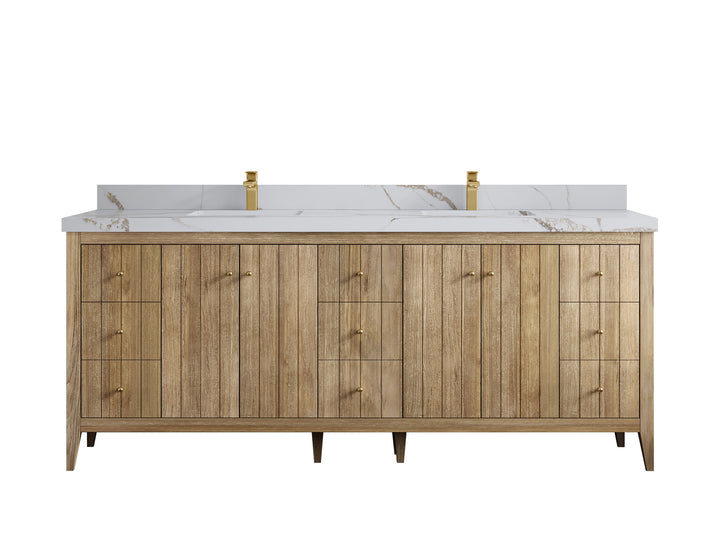 Atlanta Teak Wood 84 in. W x 22 in. D Double Sink Bathroom Vanity - photo 15