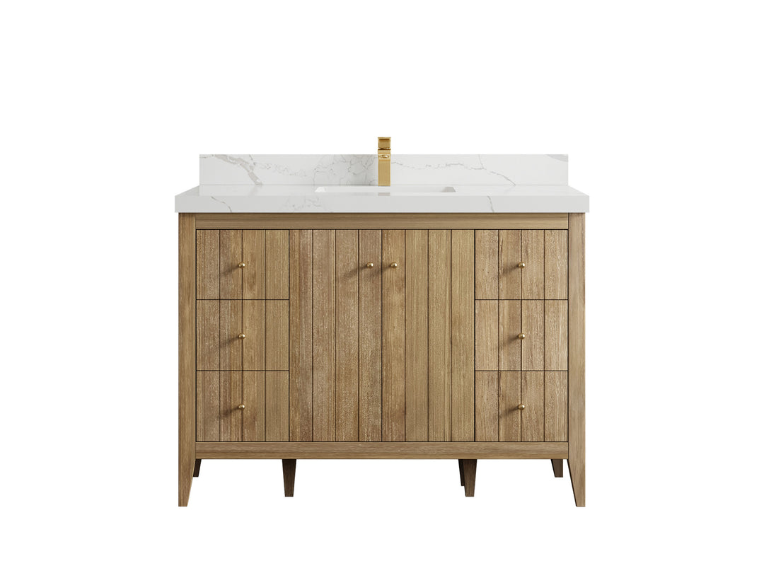 Atlanta Teak Wood 48 in. W x 22 in. D Single Sink Bathroom Vanity