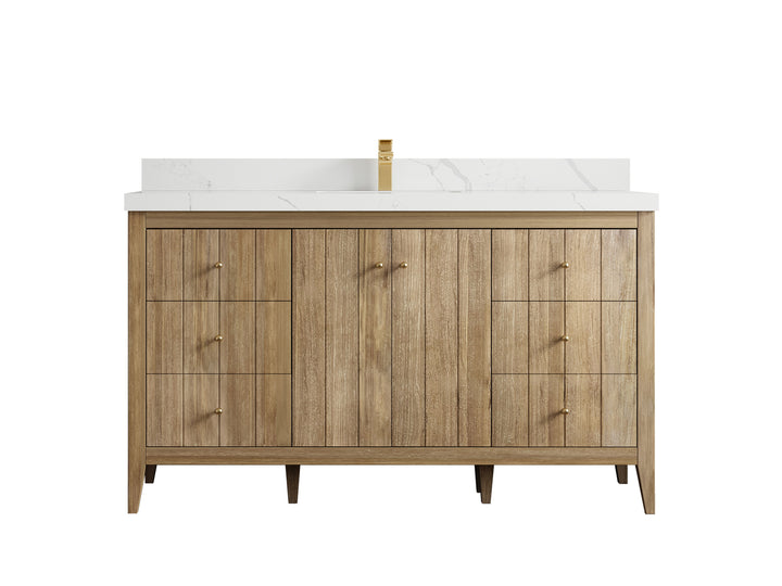Atlanta Teak Wood 60 in. W x 22 in. D Single Sink Bathroom Vanity - photo 17
