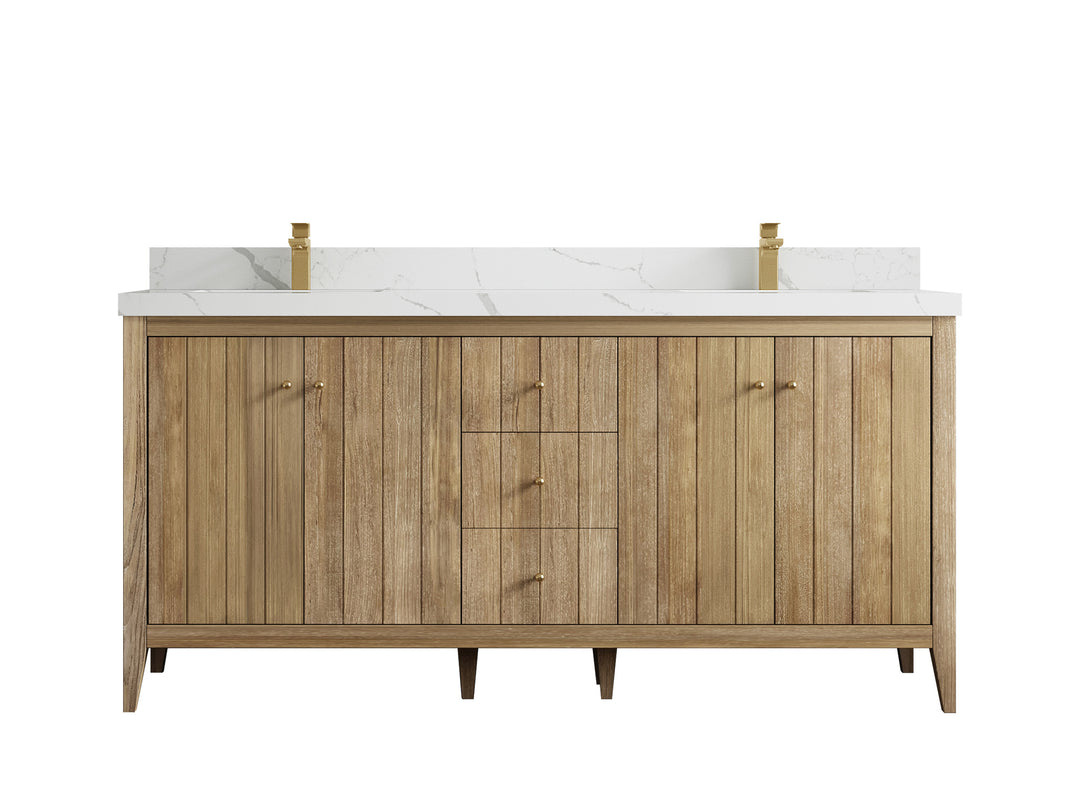 Atlanta Teak Wood 72 in. W x 22 in. D Double Sink Bathroom Vanity