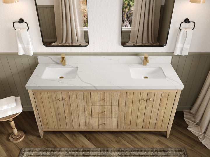 Atlanta Teak Wood 72 in. W x 22 in. D Double Sink Bathroom Vanity - photo 16