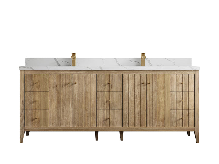 Atlanta Teak Wood 84 in. W x 22 in. D Double Sink Bathroom Vanity - photo 17