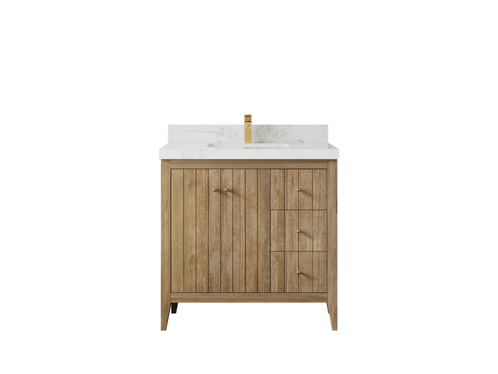 Atlanta Teak Wood 36 in. W x 22 in. D Center Sink Bathroom Vanity - photo 19