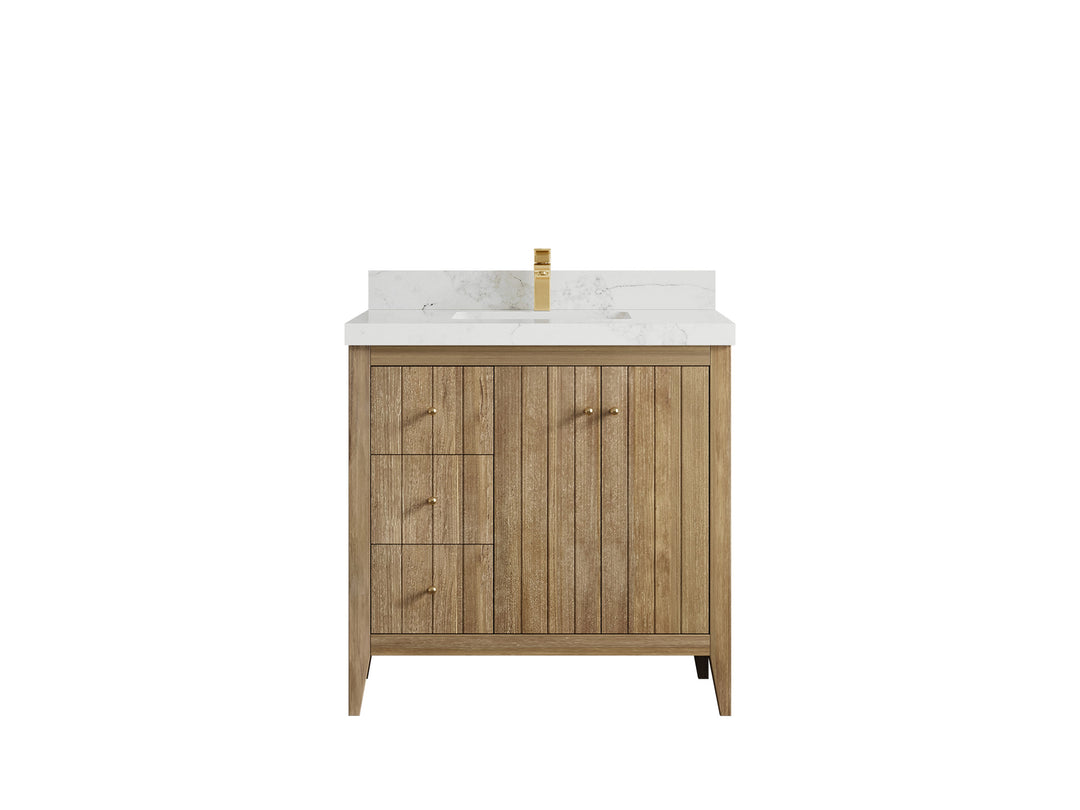 Atlanta Teak Wood 36 in. W x 22 in. D Center Sink Bathroom Vanity