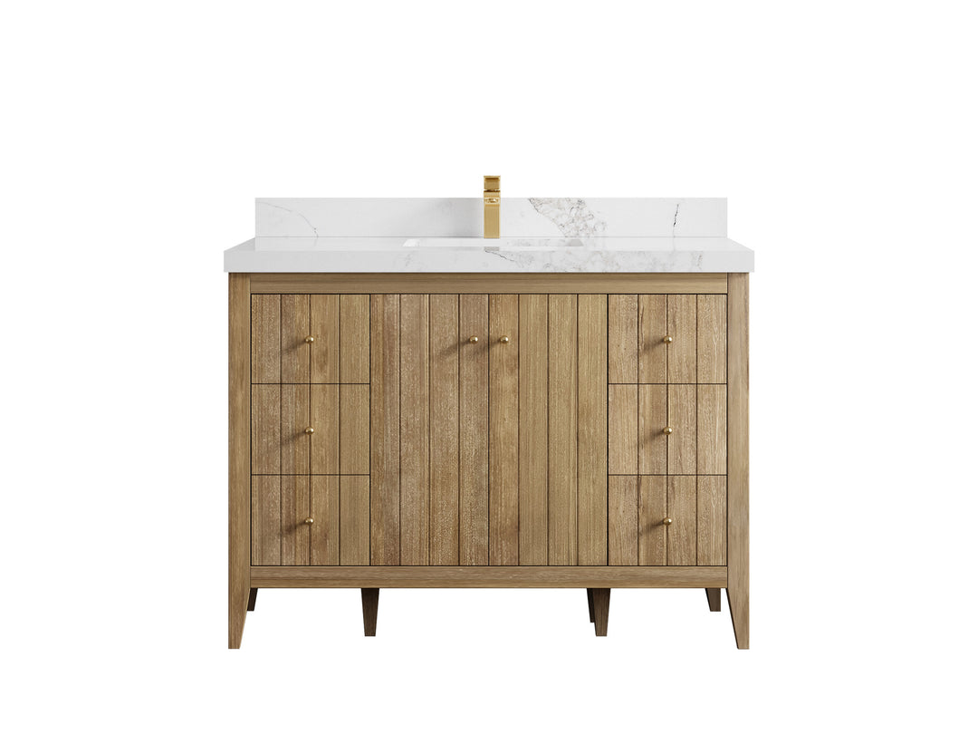 Atlanta Teak Wood 48 in. W x 22 in. D Single Sink Bathroom Vanity