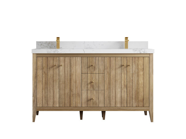 Atlanta Teak Wood 60 in. W x 22 in. D Double Sink Bathroom Vanity - photo 19