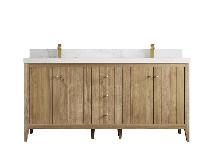 Atlanta Teak Wood 72 in. W x 22 in. D Double Sink Bathroom Vanity - photo 19