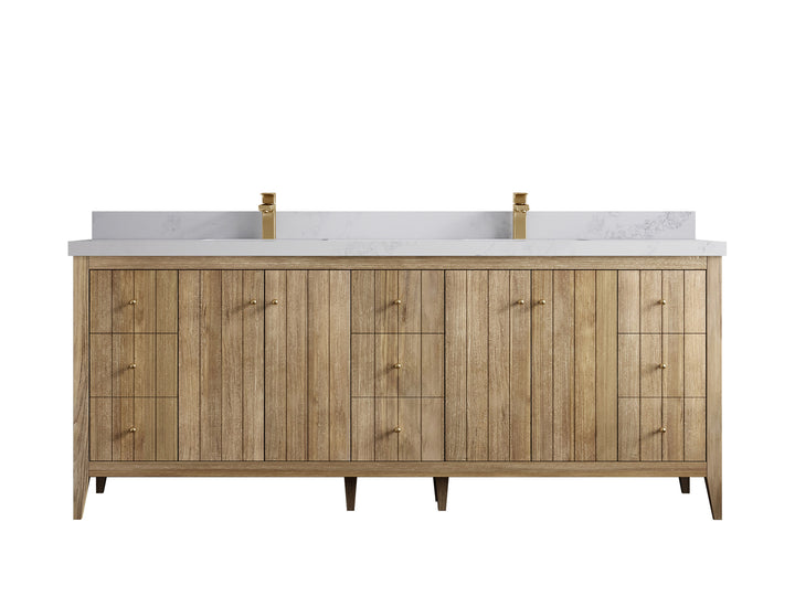 Atlanta Teak Wood 84 in. W x 22 in. D Double Sink Bathroom Vanity - photo 19