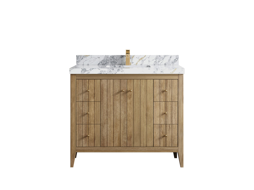 Atlanta Teak Wood 42 in. W x 22 in. D Single Sink Bathroom Vanity