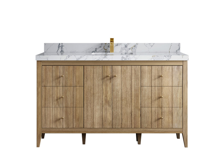 Atlanta Teak Wood 60 in. W x 22 in. D Single Sink Bathroom Vanity - photo 21