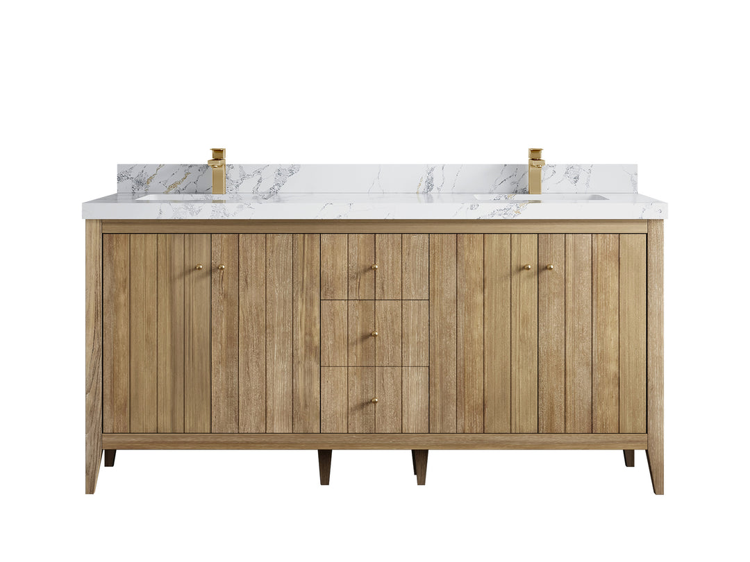Atlanta Teak Wood 72 in. W x 22 in. D Double Sink Bathroom Vanity