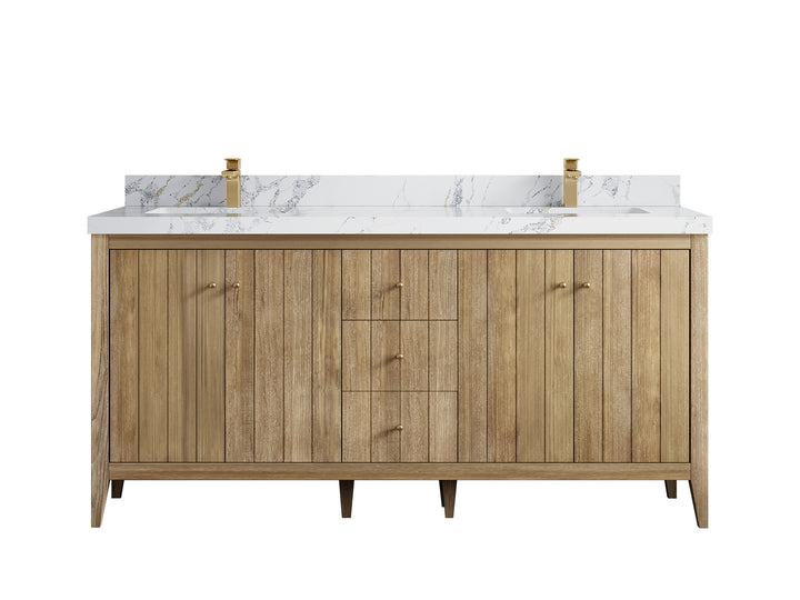 Atlanta Teak Wood 72 in. W x 22 in. D Double Sink Bathroom Vanity - photo 21