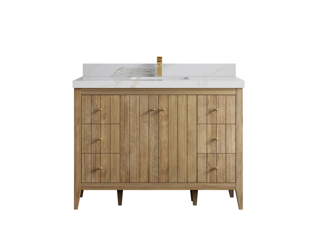 Atlanta Teak Wood 48 in. W x 22 in. D Single Sink Bathroom Vanity