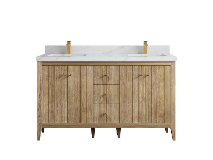 Atlanta Teak Wood 60 in. W x 22 in. D Double Sink Bathroom Vanity - photo 23