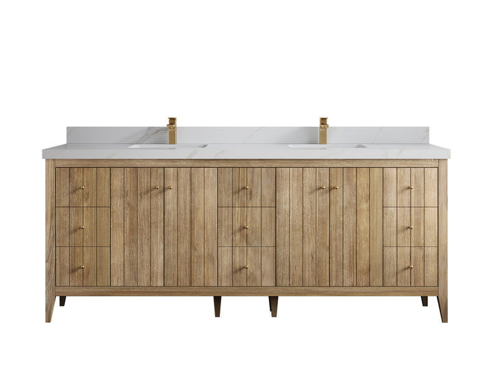 Atlanta Teak Wood 84 in. W x 22 in. D Double Sink Bathroom Vanity - photo 23