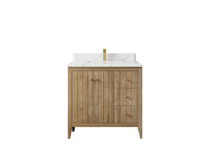 Atlanta Teak Wood 36 in. W x 22 in. D Center Sink Bathroom Vanity - photo 25