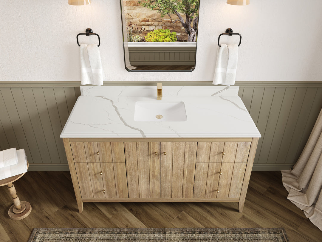 Atlanta Teak Wood 60 in. W x 22 in. D Single Sink Bathroom Vanity