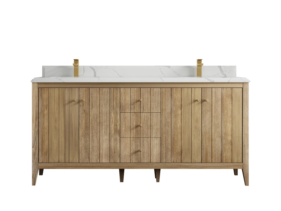 Atlanta Teak Wood 72 in. W x 22 in. D Double Sink Bathroom Vanity