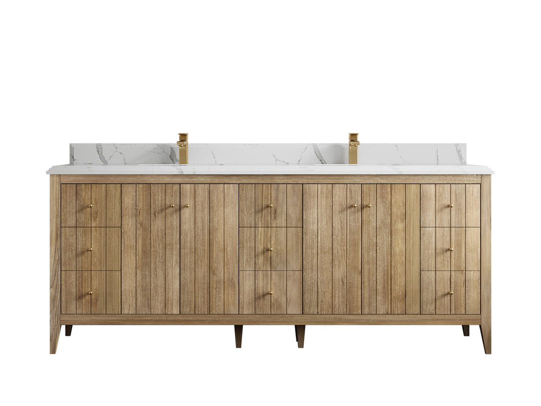 Atlanta Teak Wood 84 in. W x 22 in. D Double Sink Bathroom Vanity