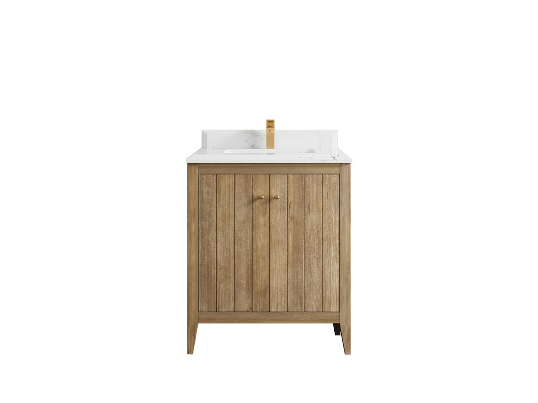 Atlanta Teak Wood 30 in. W x 22 in. D Single Sink Bathroom Vanity