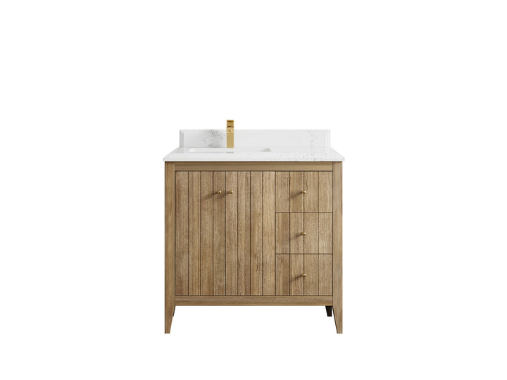 Atlanta Teak Wood 36 in. W x 22 in. D Left Offset Sink Bathroom Vanity - photo 27