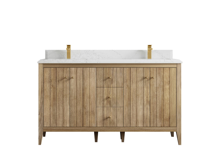 Atlanta Teak Wood 60 in. W x 22 in. D Double Sink Bathroom Vanity - photo 27