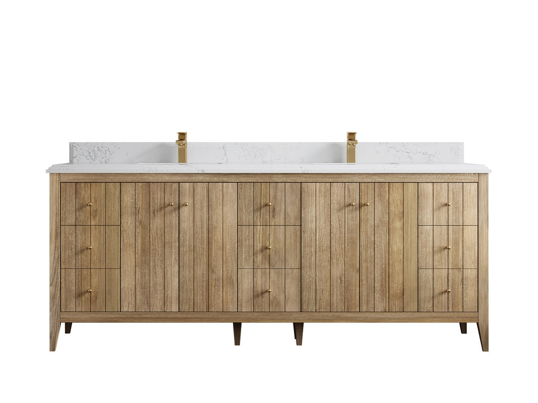 Atlanta Teak Wood 84 in. W x 22 in. D Double Sink Bathroom Vanity