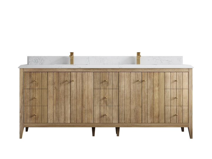 Atlanta Teak Wood 84 in. W x 22 in. D Double Sink Bathroom Vanity - photo 27