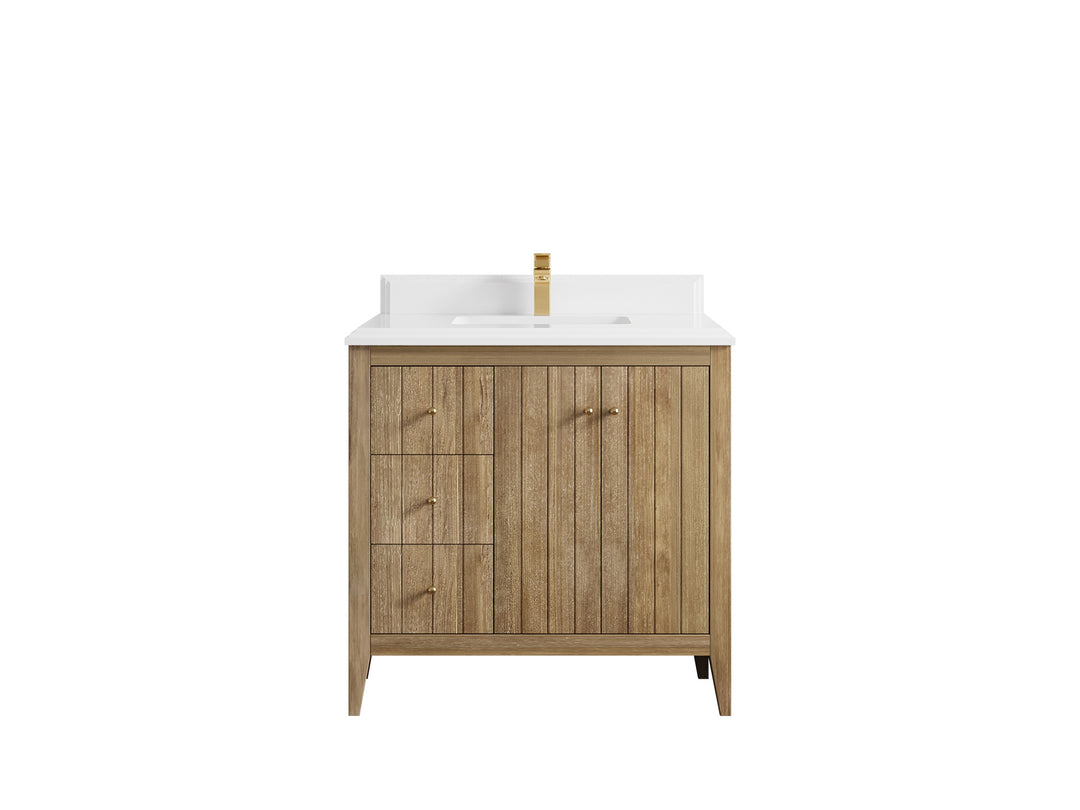 Atlanta Teak Wood 36 in. W x 22 in. D Center Sink Bathroom Vanity