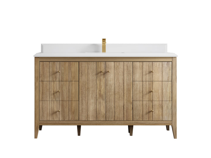Atlanta Teak Wood 60 in. W x 22 in. D Single Sink Bathroom Vanity - photo 29