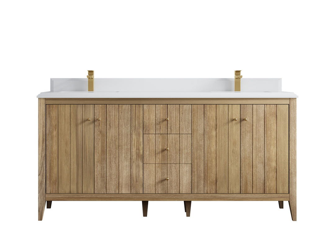 Atlanta Teak Wood 72 in. W x 22 in. D Double Sink Bathroom Vanity