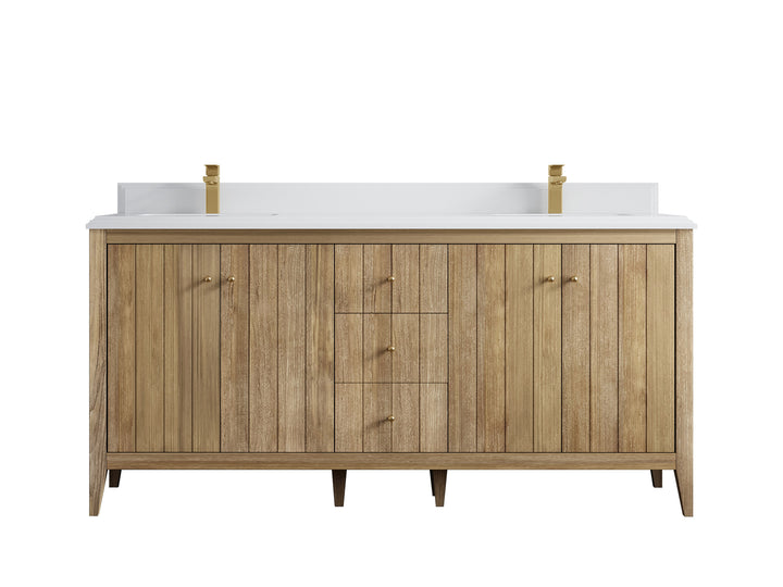 Atlanta Teak Wood 72 in. W x 22 in. D Double Sink Bathroom Vanity - photo 29