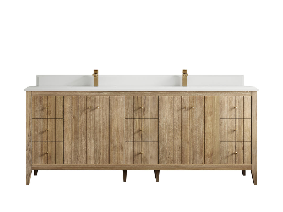 Atlanta Teak Wood 84 in. W x 22 in. D Double Sink Bathroom Vanity