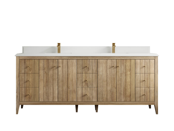 Atlanta Teak Wood 84 in. W x 22 in. D Double Sink Bathroom Vanity - photo 29
