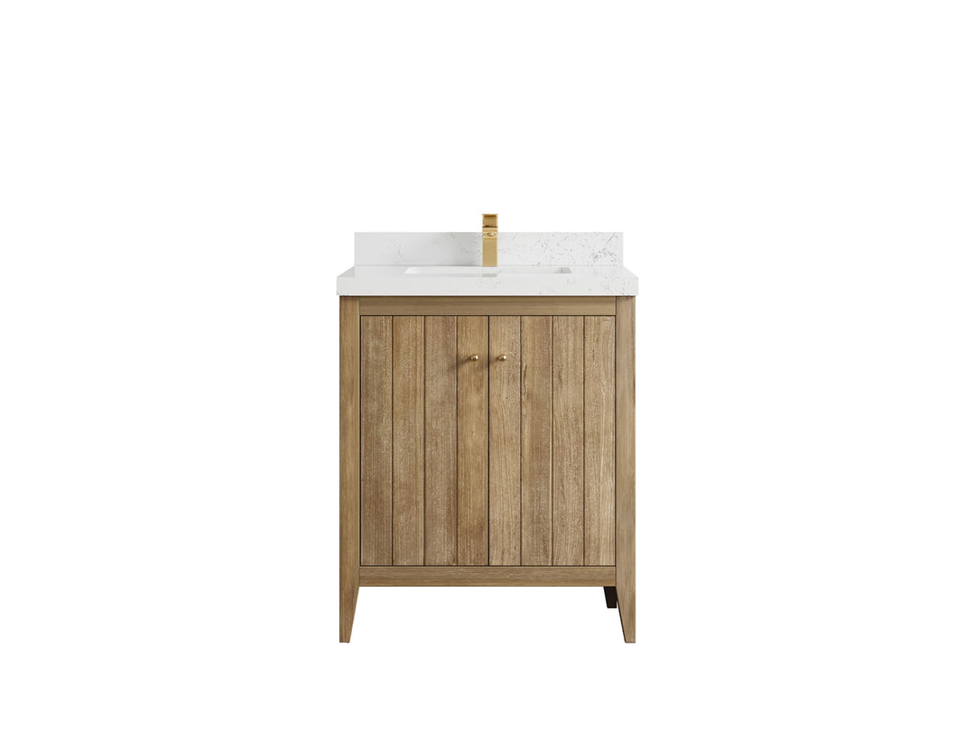 Atlanta Teak Wood 30 in. W x 22 in. D Single Sink Bathroom Vanity